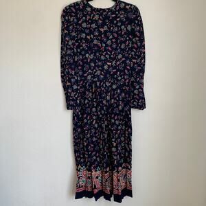 Vintage Lang Originals Paisley Floral Maxi Dress in Blue